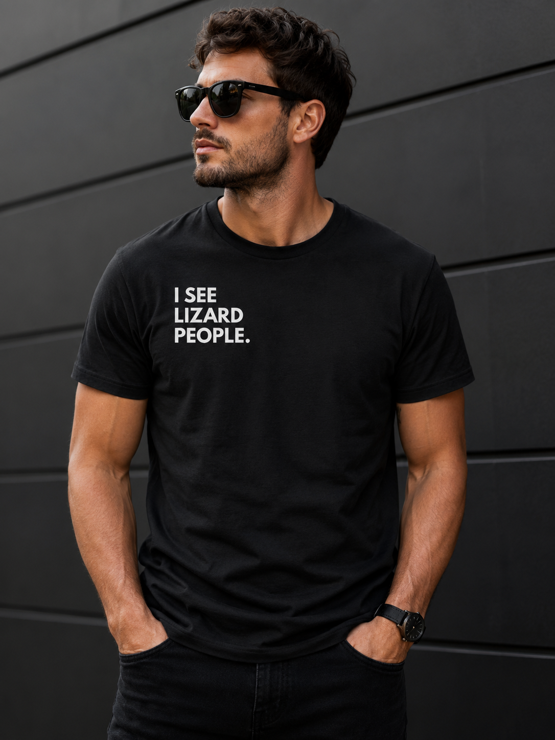 Men's Black – I SEE LIZARD PEOPLE.™ Statement T-Shirt