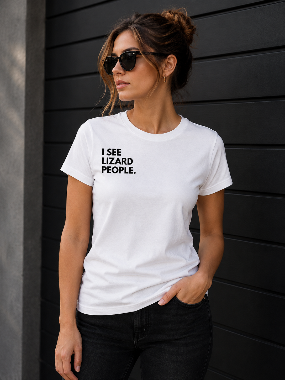 Women's White – I SEE LIZARD PEOPLE.™ Statement T-Shirt